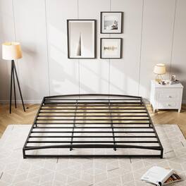 Qeetex - King Low Bed Frame - 6 Inch Metal Platform, Noise-Free, Easy Assembly, Non-Slip, Black - Black King 6in