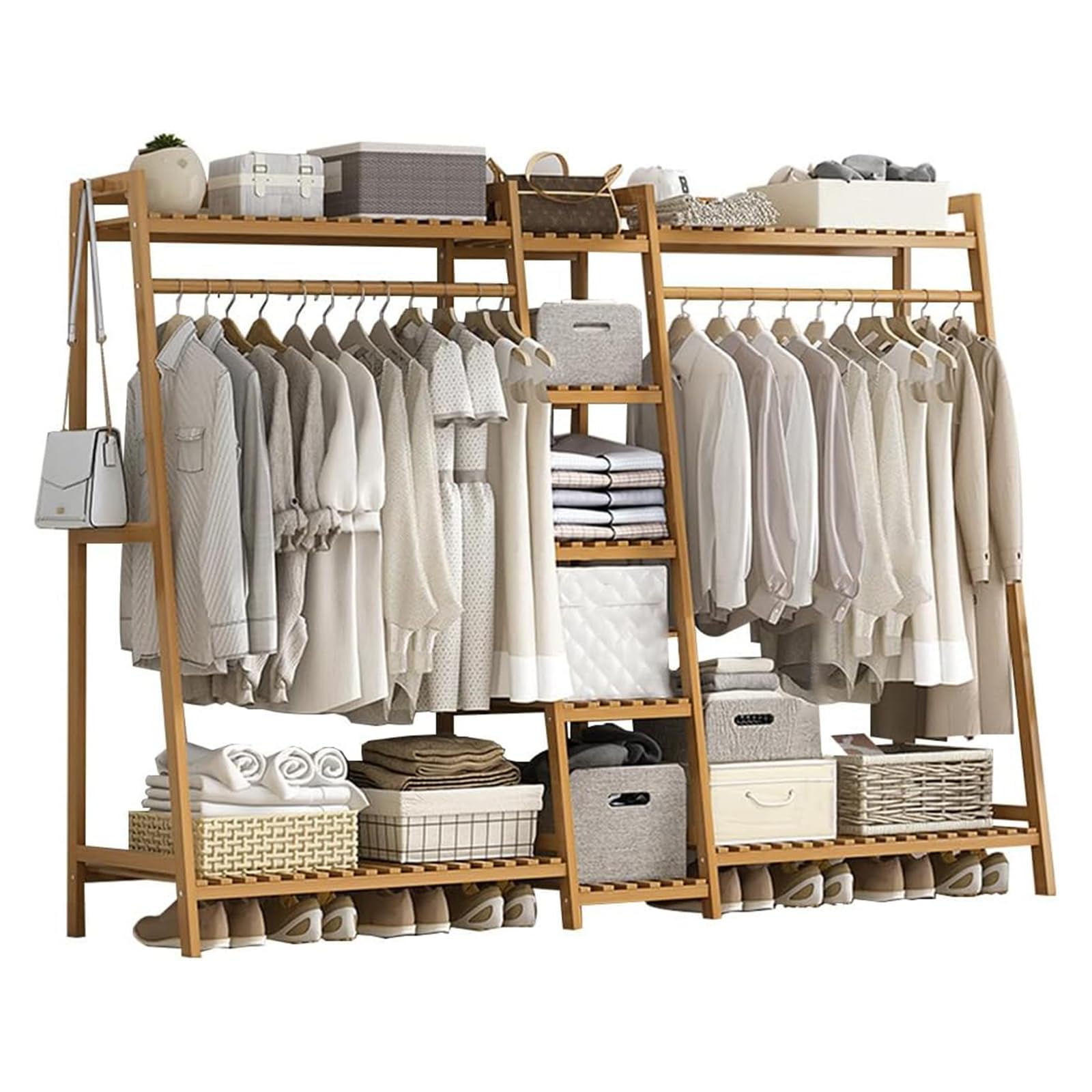 Cedar Assembly Garment Rack Storage Shelf Coat Clothes Hanging Portable ...