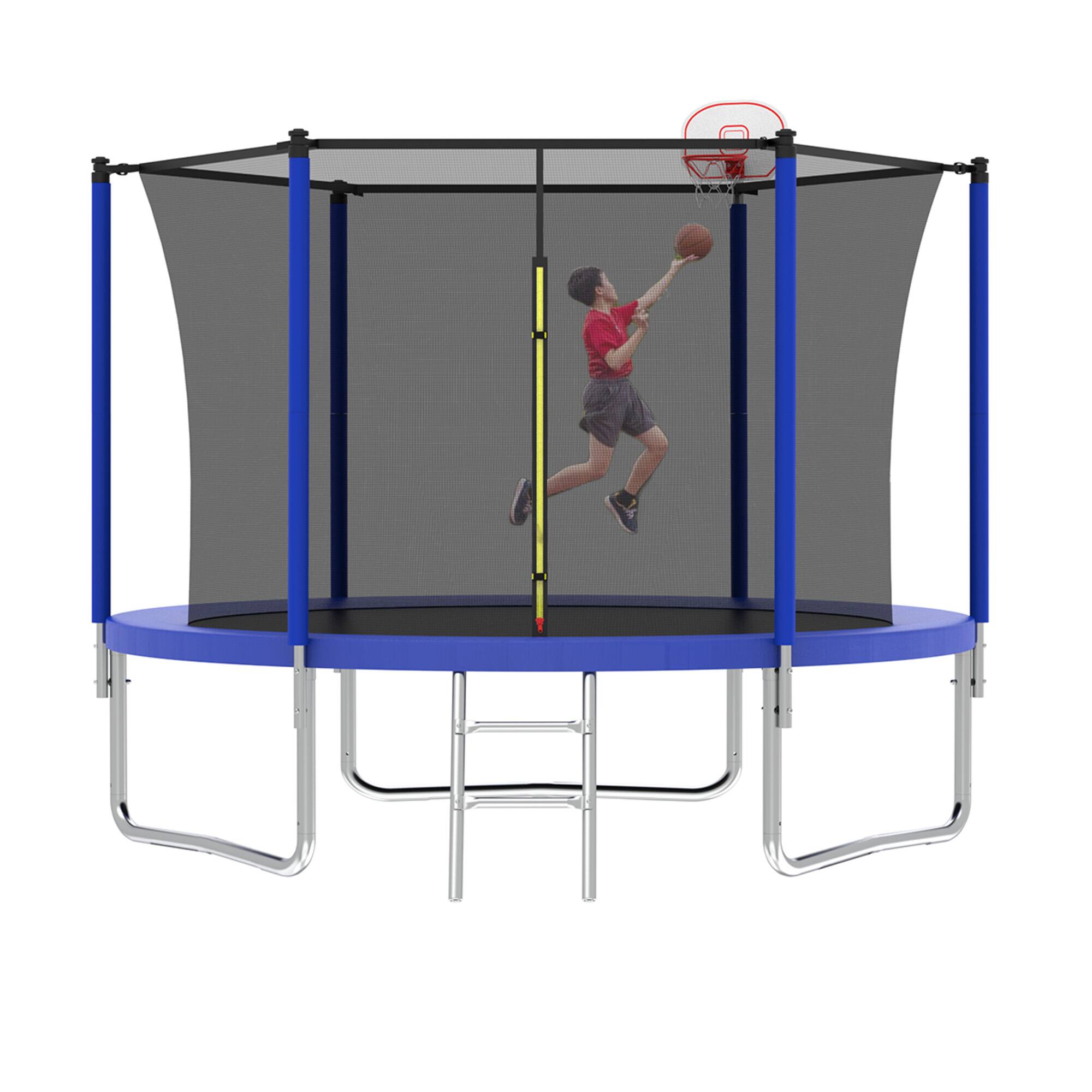 Angle. LOVMOR - Lovmor 10 FT Trampoline with Basketball Hoop and Ladder Recreational Trampoline for Kids.