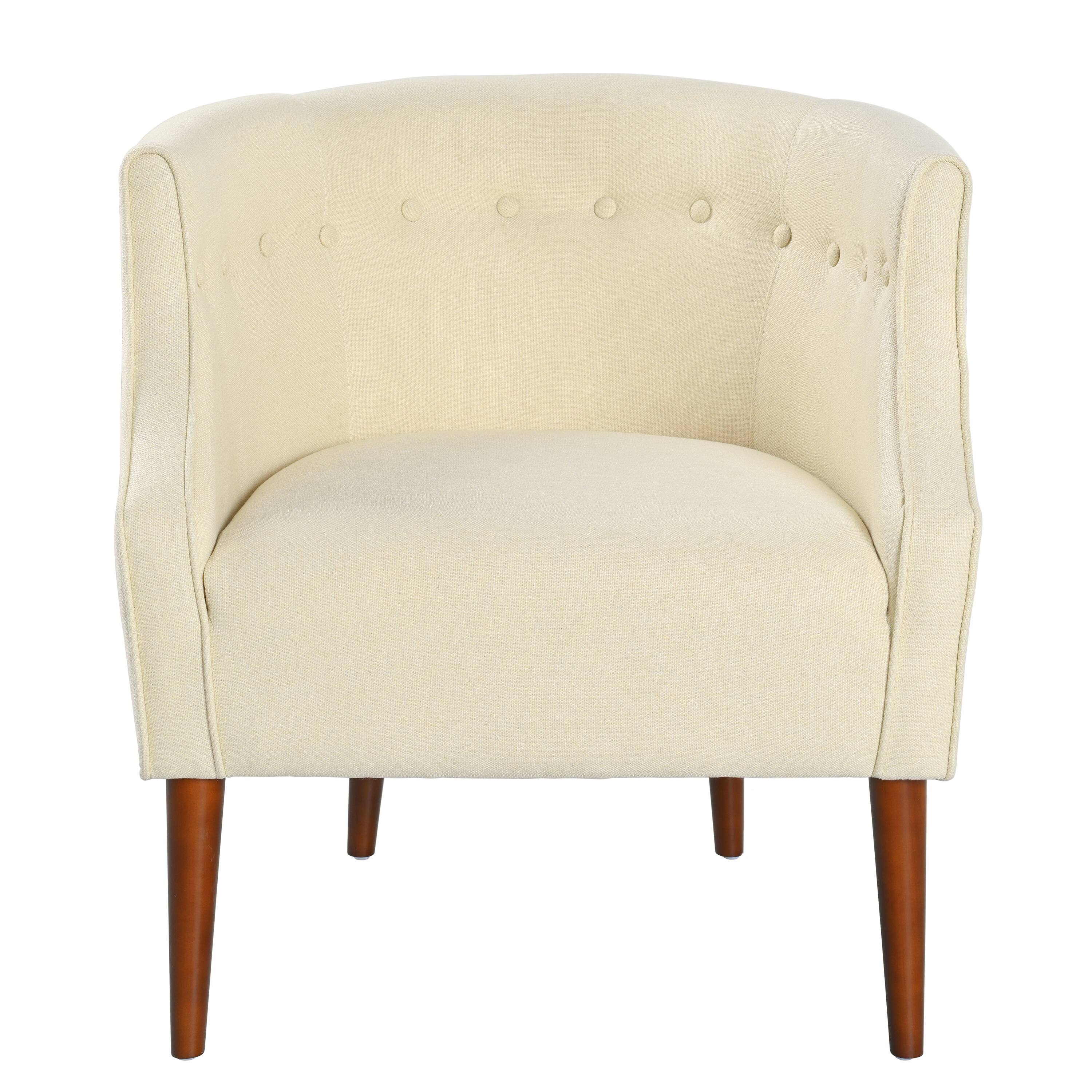 Alt View 1. APRILSOUL - Modern Club Chair Button Tufted Back Tonal Piping Mid Century Living Room Bedroom Office - Beige.