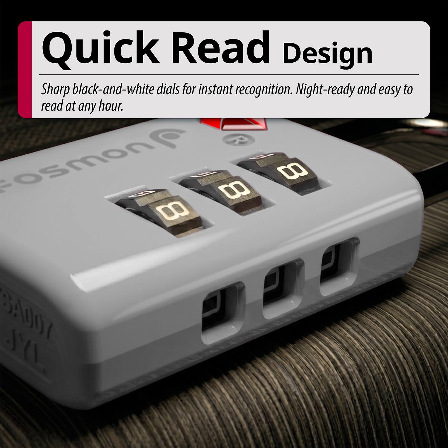 Quick Read Design  
Sharp black-and-white dials for instant recognition. Night-ready and easy to read at any hour.  
FOSMON  
G G 8 8 8  
SA007  
126