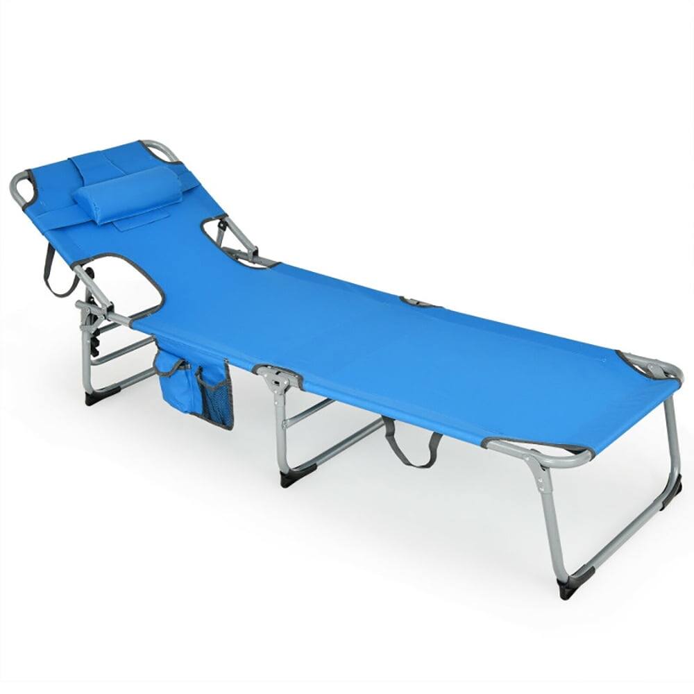 Alt View 1. Kadyn - Outdoor Chaise Lounge Chair, Folding Beach Lounge Chair with Pillow for Outdoor-Blue - Blue.