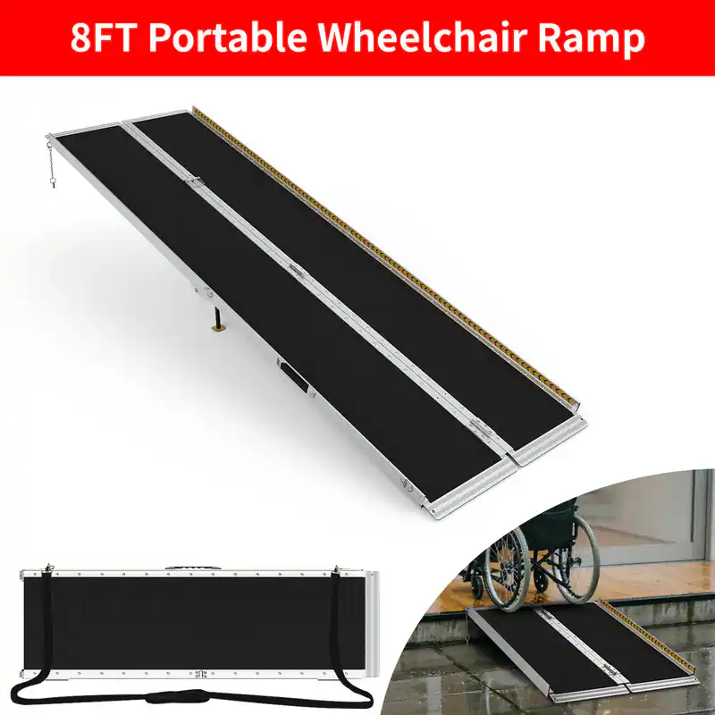 Black/color Ramp FODINGHILL 8FT Aluminum Portable Wheelchair Ramp with Non Skid Surface ...