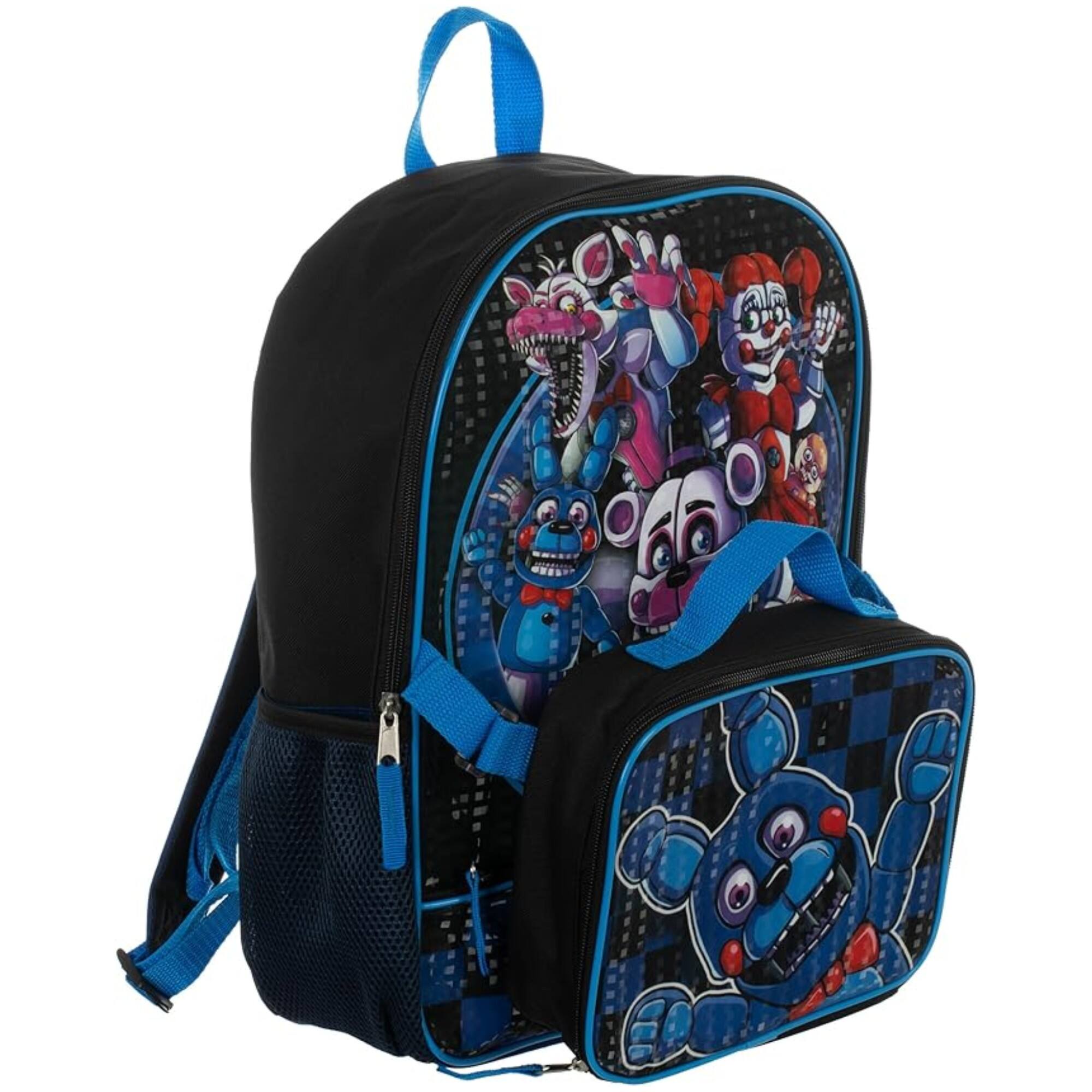 Alt View 4. Bioworld - Bioworld Five Nights at Freddys 16" Black and Blue Premium Backpack & Lunch Kit Set - Assorted Pre-Pack.