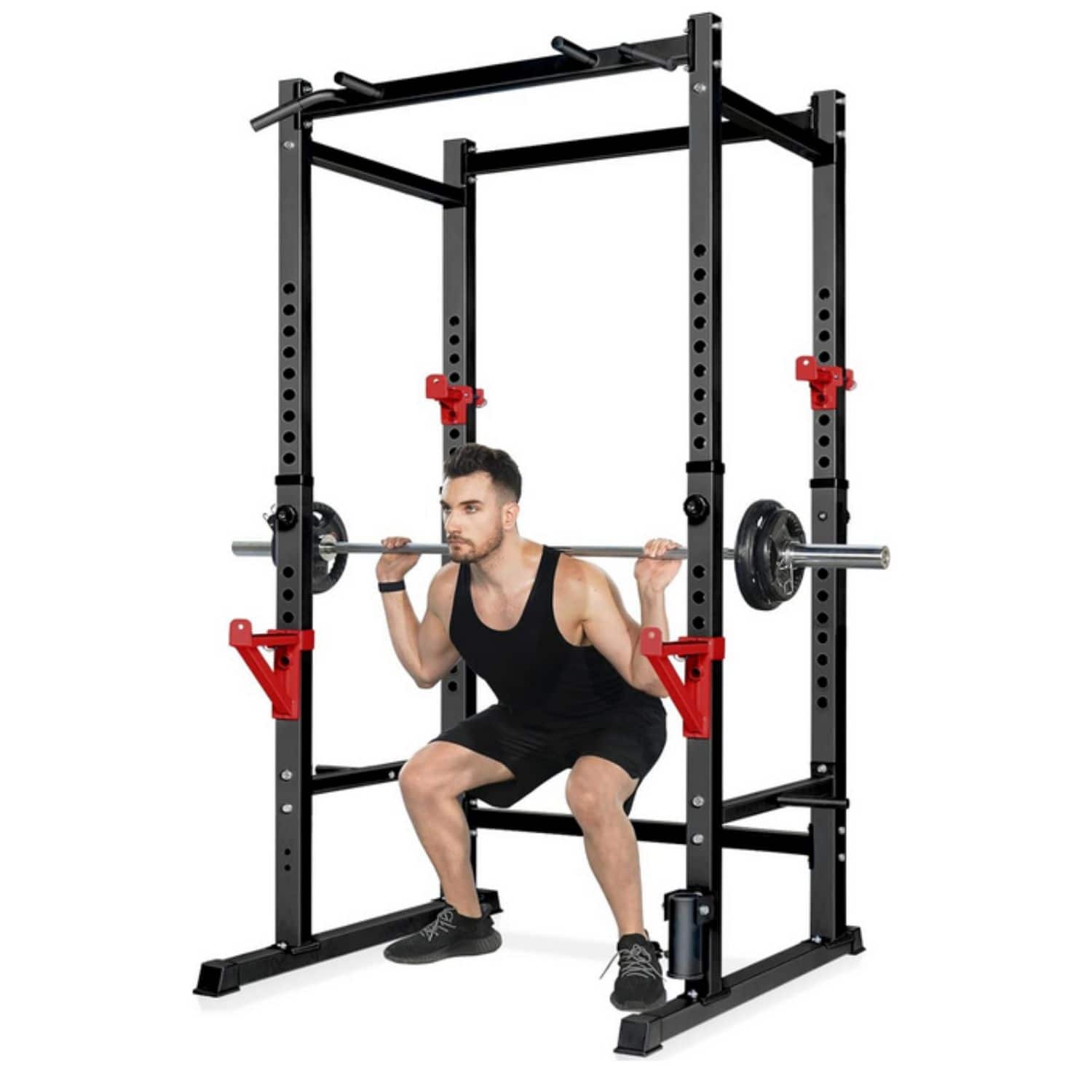 KERDOM Squat Rack Pull Up Bar, Power Rack Cage, Adjustable Weight