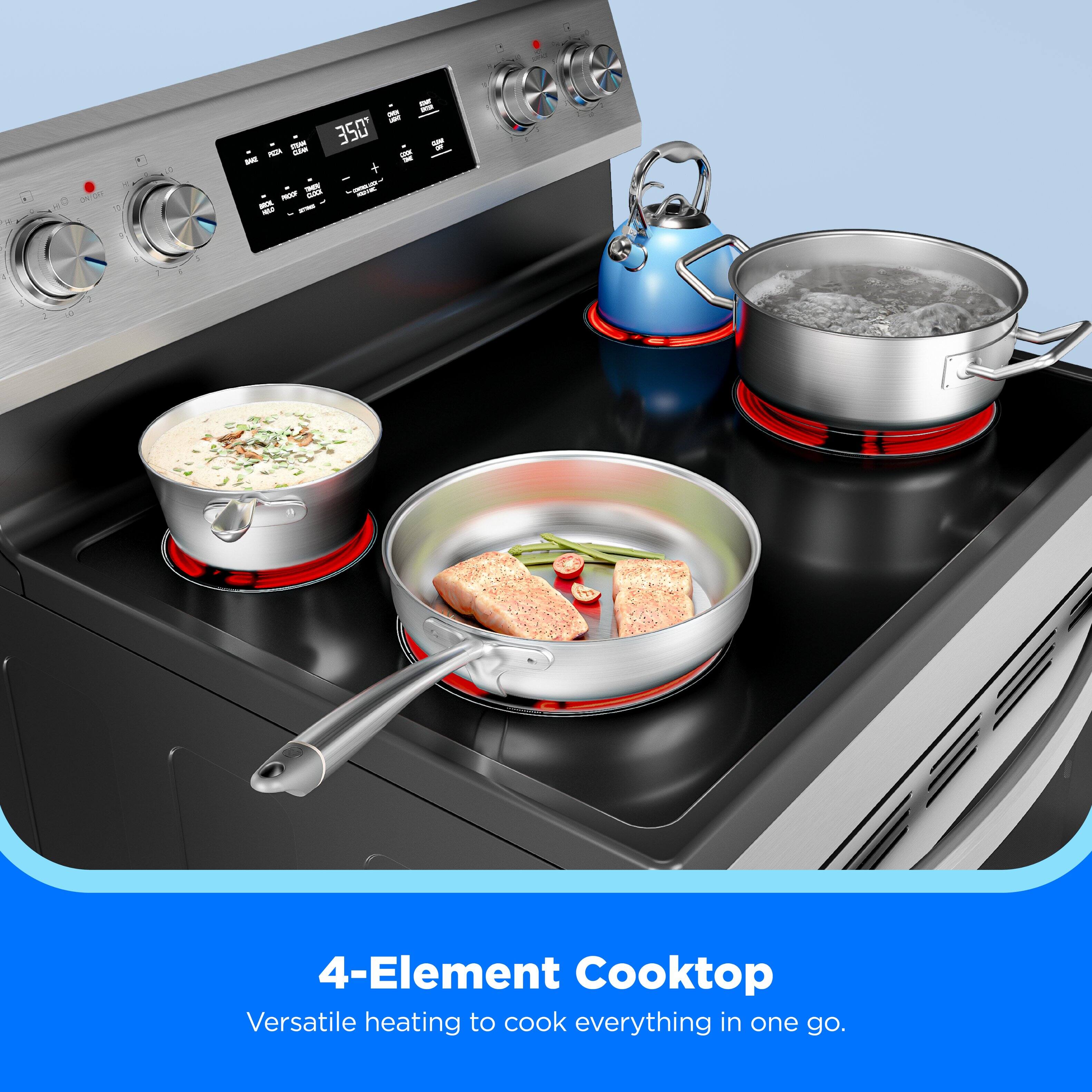 DE  
2017 ORTER STEAM 350 COF OF PCOV COM COOK DAIS - COCK - PROCE BICK - -  
4-Element Cooktop  
Versatile heating to cook everything in one go.