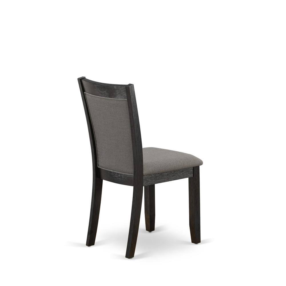 Back. East West Furniture - MZC6T50 Modern Dining Chairs - Dark Gotham Grey Linen Fabric Seat and High Chair Back - Wire Brushed Black Finish (SET - Wire Brush Black.