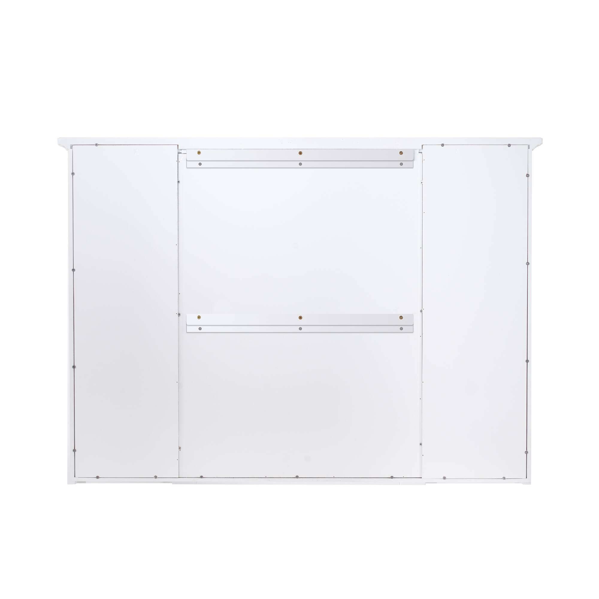 Alt View 3. WELLFOR - 42 in. W x 30 in. H Rectangular Solid Wood Frame Surface Mount Medicine Cabinet with Mirror and Soft Close Door - White.