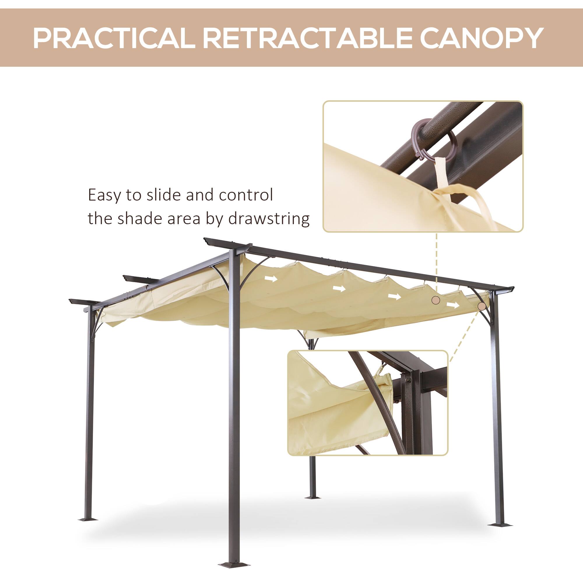 PRACTICAL RETRACTABLE CANOPY
Easy to slide and control the shade area by drawstring