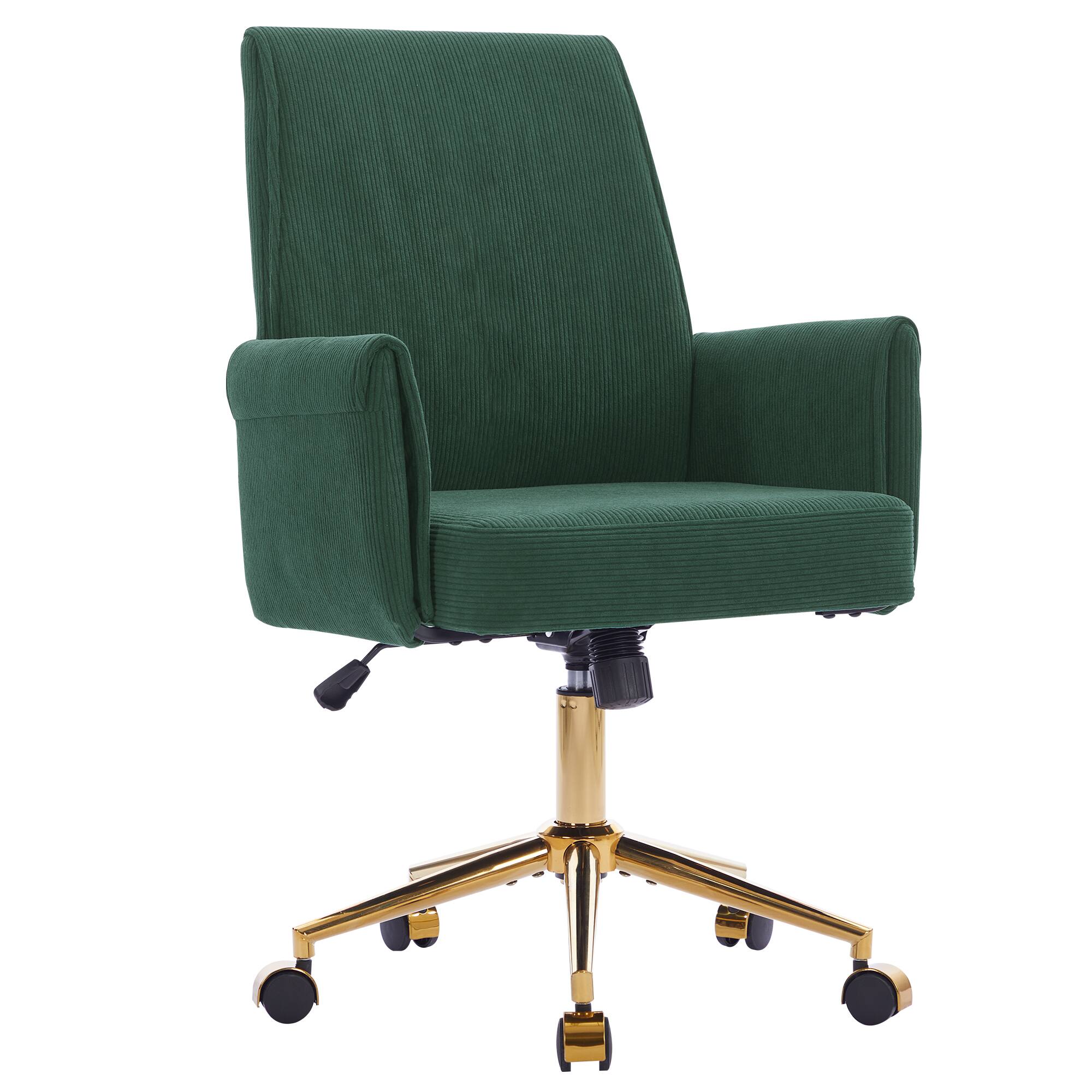 Alt View 7. Meqiodas - Mid-Back Office Chair, Swivel Office Chair, Striped Fabric, Ergonomically Designed, Home Office Chair with Metal Base - Green.
