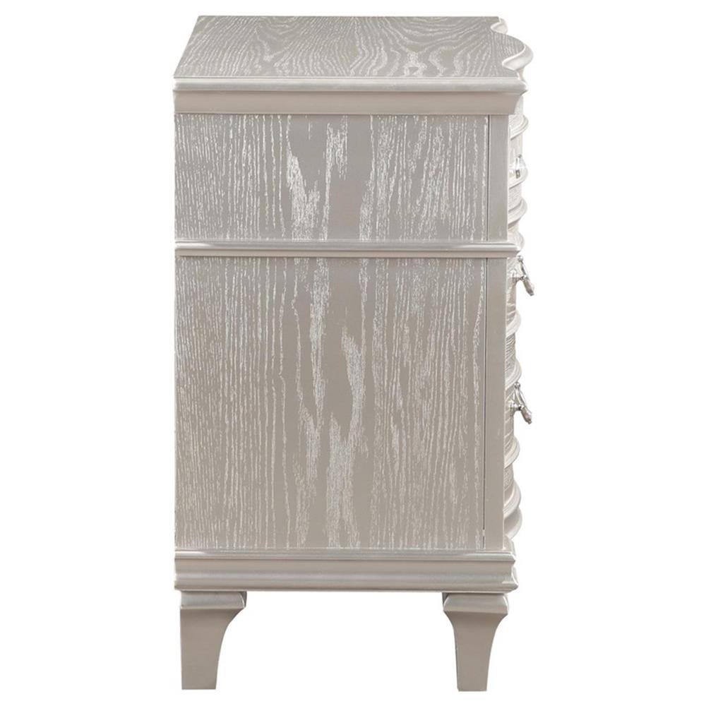 Alt View 1. Coaster Home Furnishings - Evangeline 3-drawer Nightstand - Silver.