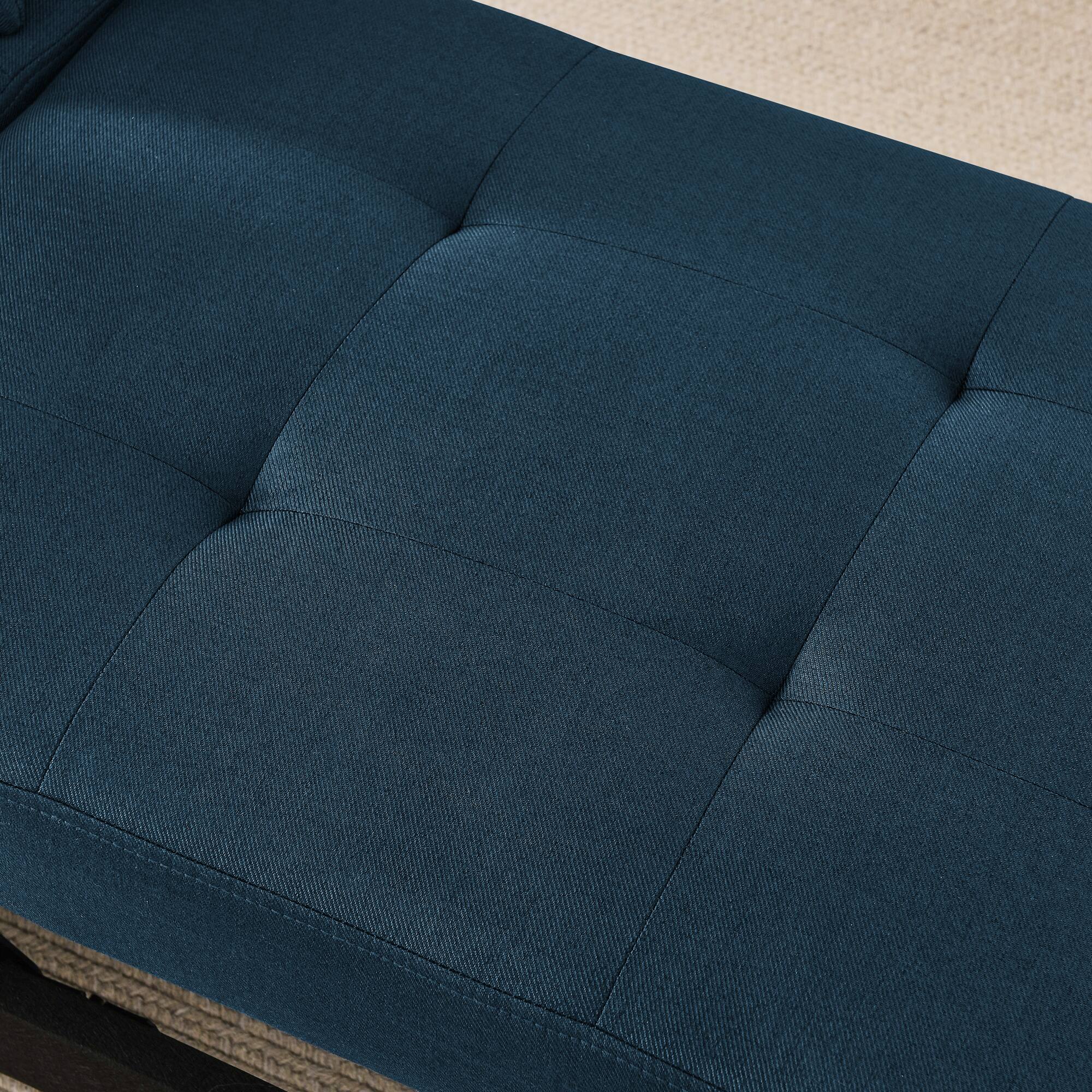 Alt View 2. Tiramisubest - Convertible Sleeper Sofa Chair,Adjustable Backrest Recliner with Wheels,Modern Linen Fabric for Living Room,Blue - Blue.