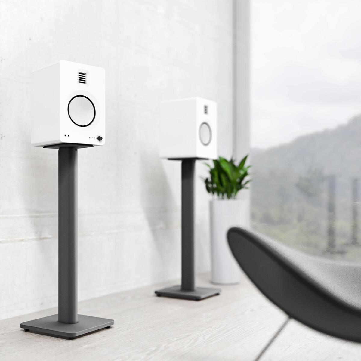 Alt View 9. Kanto - TUK 260W Powered Bookshelf Speakers with Headphone Out - USB DAC - Dedicated Phono Pre-amp and Bluetooth - Pair - Matte White.