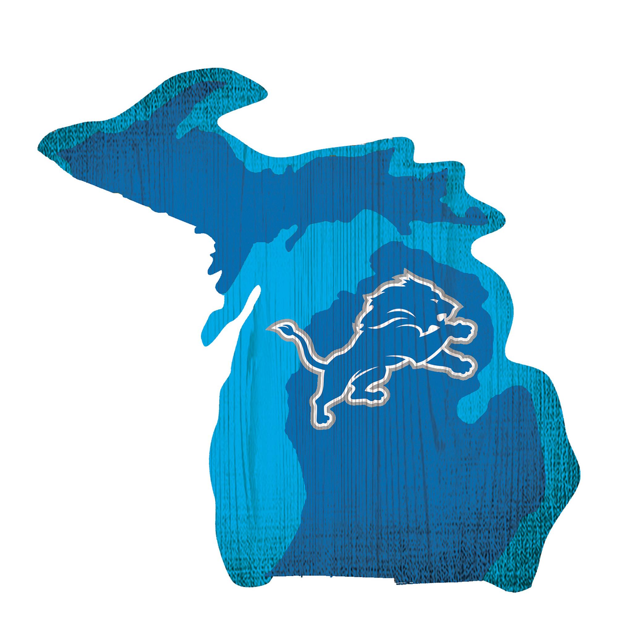 Detroit Lions 12" Logo State Sign