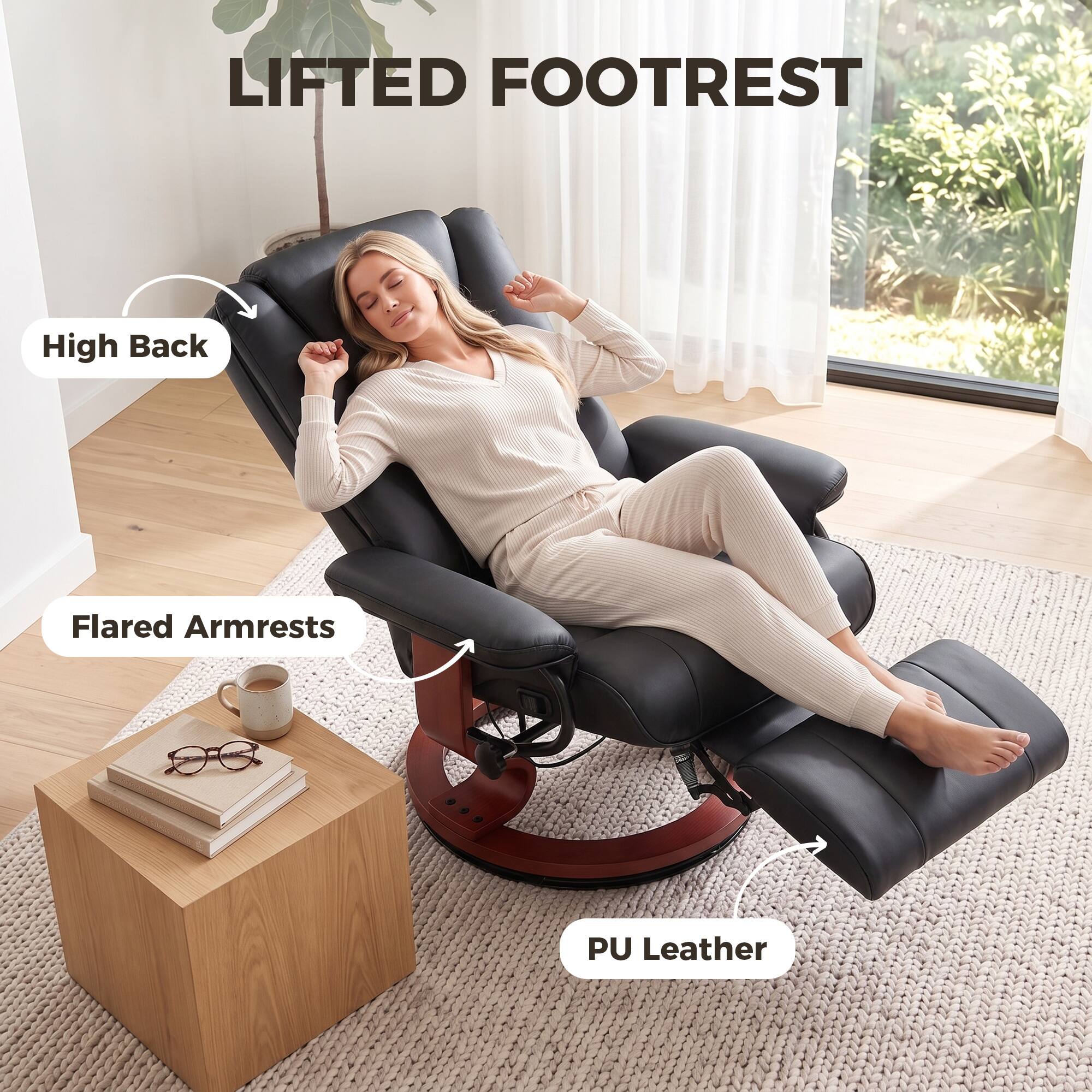 LIFTED FOOTREST

High Back
Flared Armrests
PU Leather