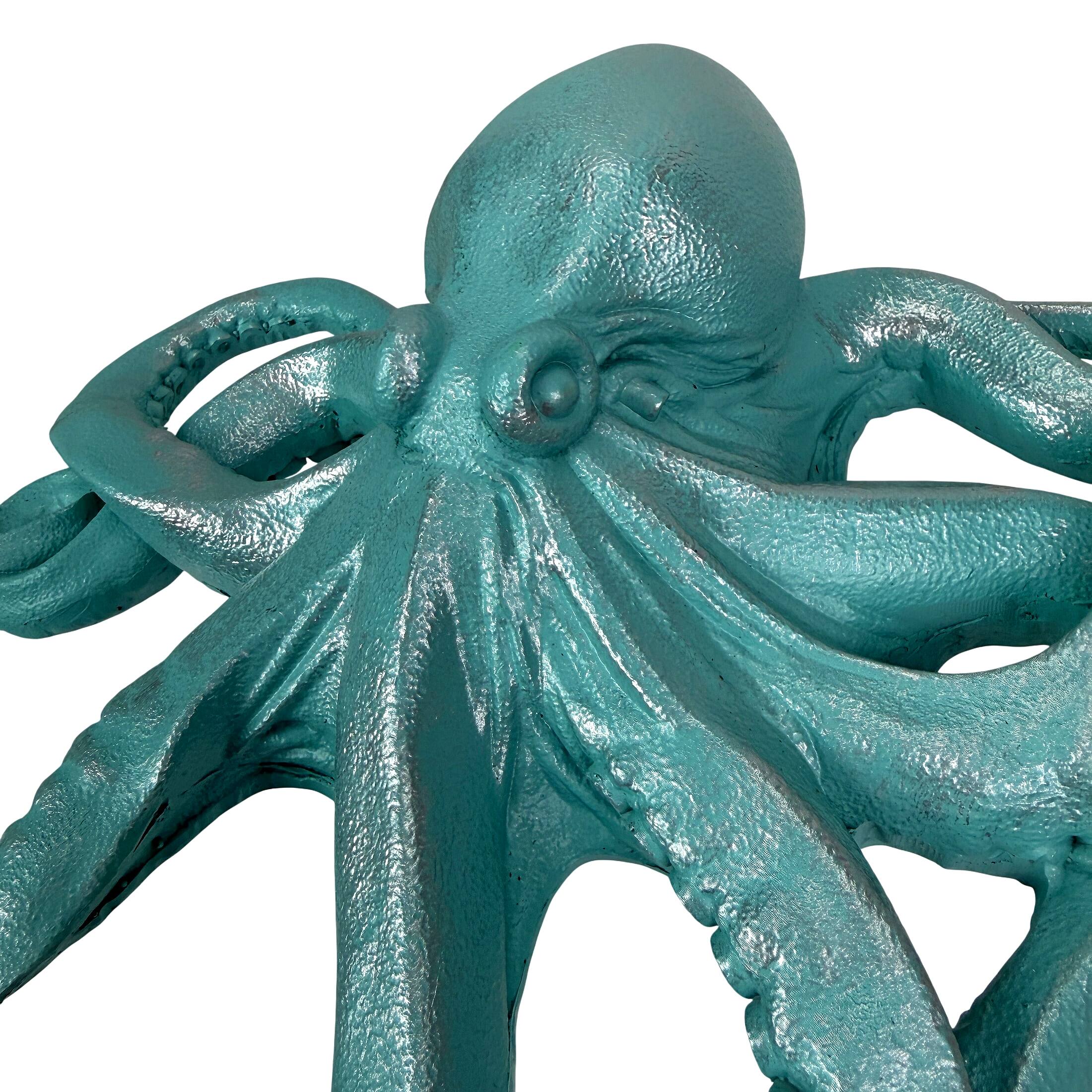 Alt View 9. Fancy That - Octopus Wall Sculpture Aqua Coastal Nautical Resin Plaque 13.5 In - Aqua.