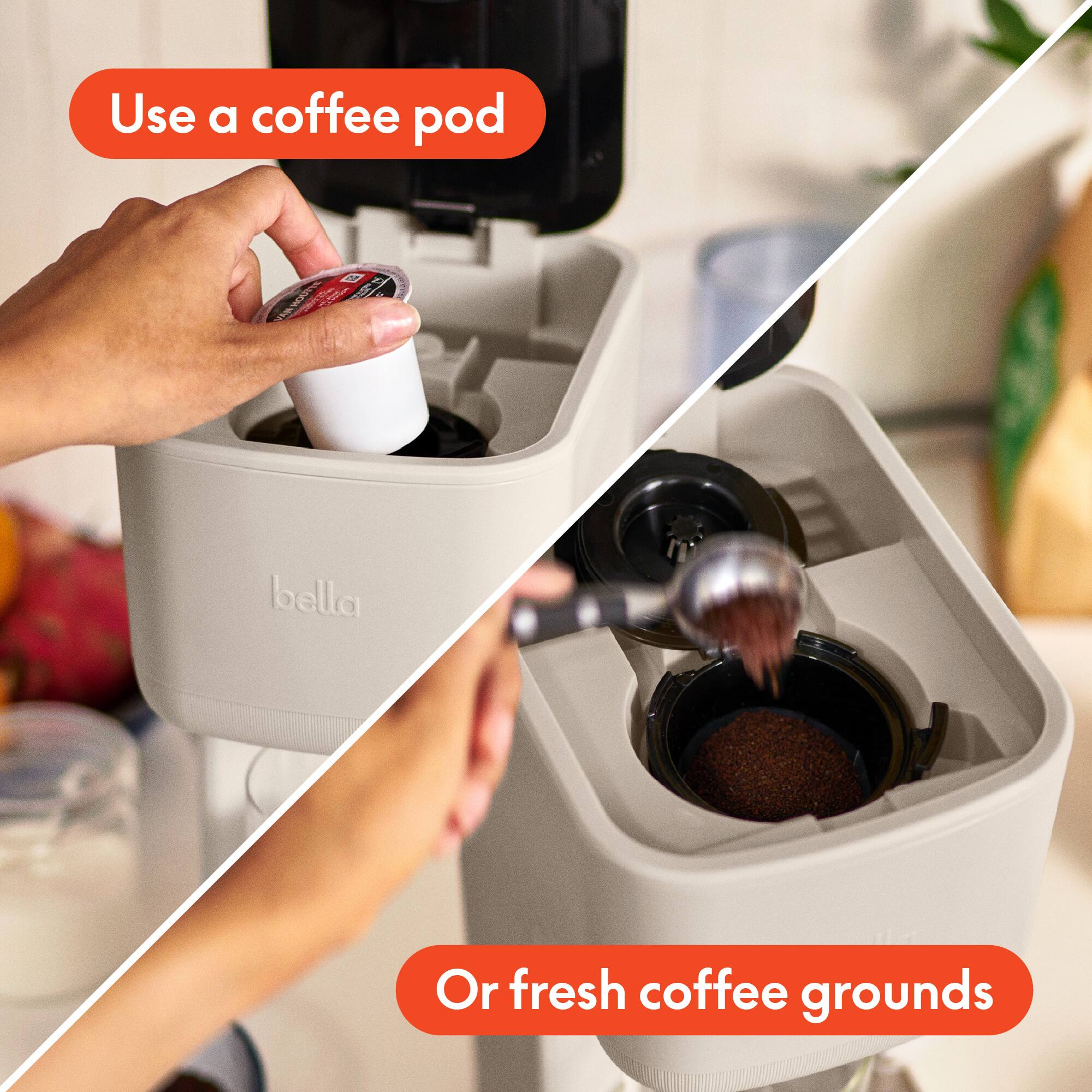Use a coffee pod

Or fresh coffee grounds