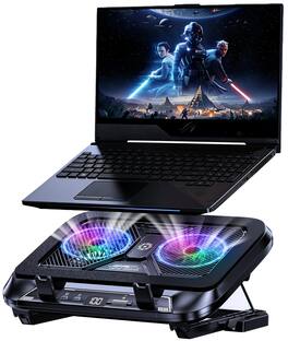 HongFei - Laptop Cooling Pad with Dual Core Cooler, Gaming Laptop Cooler with 5.5in 2 Powerful Turbofan, Fast Cooling 12-21in - Black