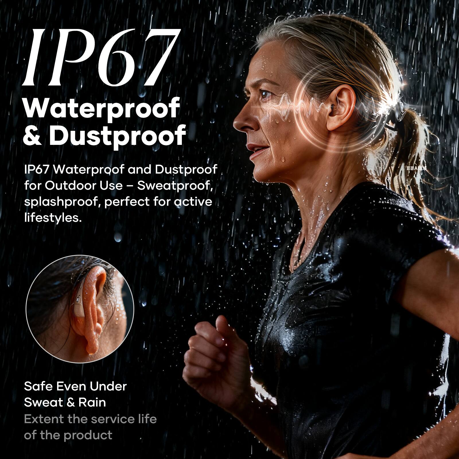 IP67 Waterproof & Dustproof

IP67 Waterproof and Dustproof for Outdoor Use - Sweatproof, splashproof, perfect for active lifestyles.

Safe Even Under Sweat & Rain
Extend the service life of the product