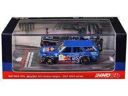 Inno Models - 1976 Mazda RX3 Station Wagon RHD (Right Hand Drive) #12 Mad Mike Whiddett D1 Grand Prix (2024) 1/64 Diecast Model Car - Blue, Red, Yellow, Black, White