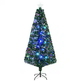 BreeBe - 6 ft Tall Douglas Fir Pre-Lit Artificial Christmas Tree with Realistic Branches - Green