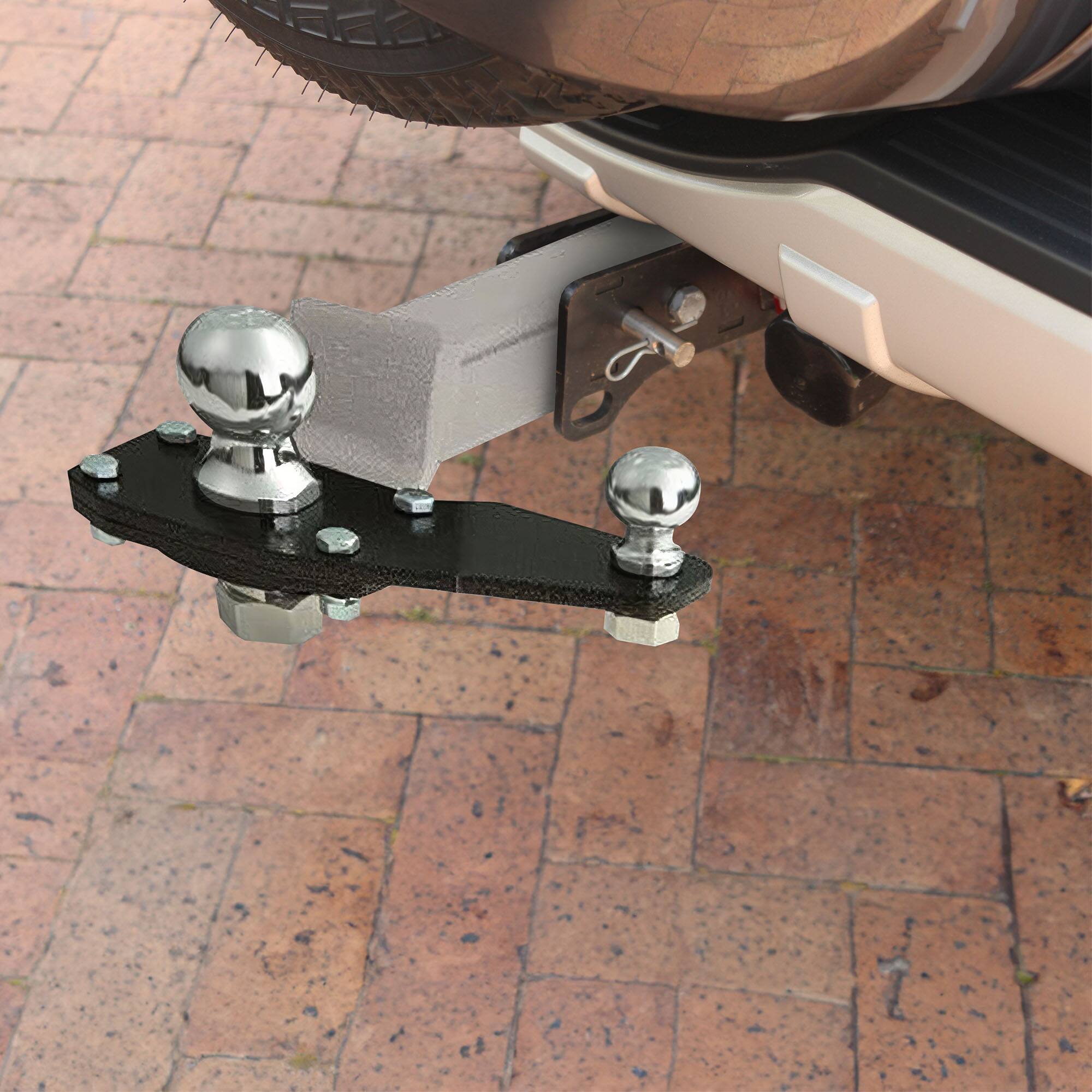 Alt View 3. Camco - EAZ LIFT 2 Inch Powder Coated Sway Control Left/Right Utility Ball Mount Adapter - Black.