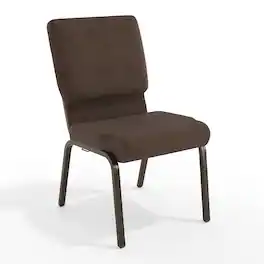 Emma + Oliver - 18.5"W Stacking Church/Reception Guest Chair - Brown Fabric/Gold Vein Frame