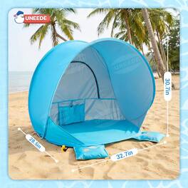 Loheer - Pop Up Baby Beach Tent Infant Shade Canopy UV Protection Toddler Sun Shelter Beach Essentials - Blue