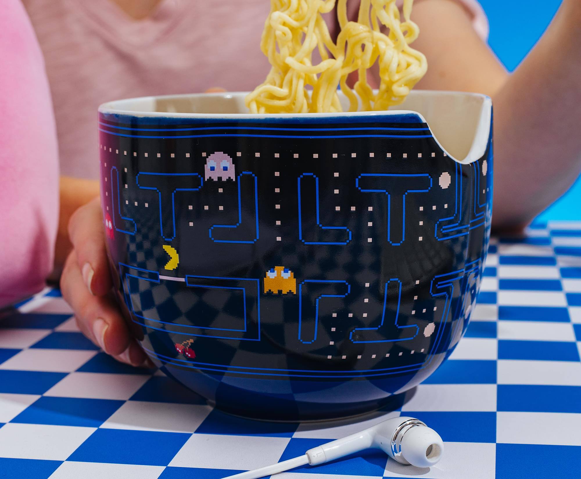 Alt View 4. Silver Buffalo - PAC-MAN Classic Maze 20-Ounce Ceramic Ramen Bowl and Chopstick Set - Multi-Colored.