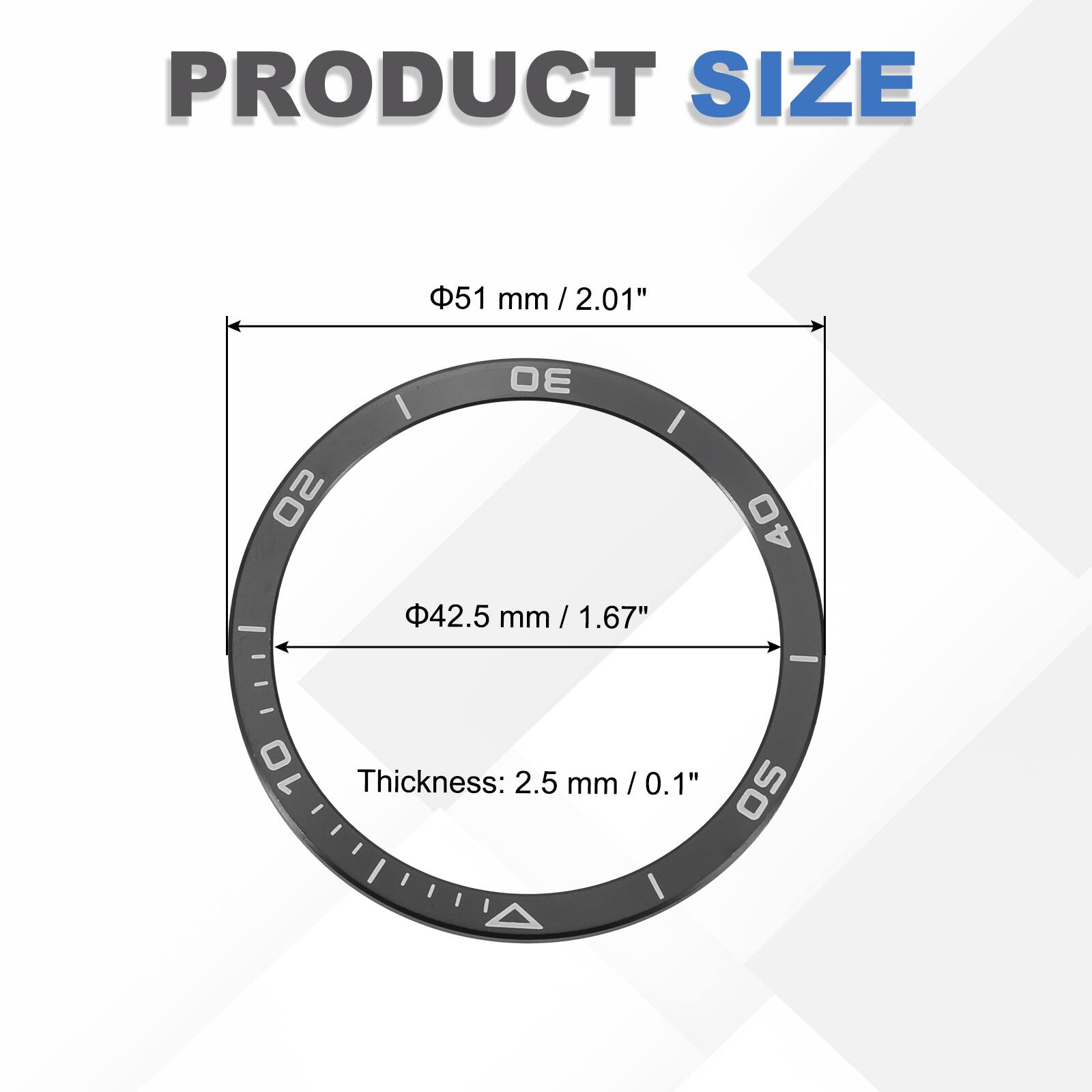 PRODUCT SIZE  
51 mm / 2.01"  
42.5 mm / 1.67"  
Thickness: 2.5 mm / 0.1"