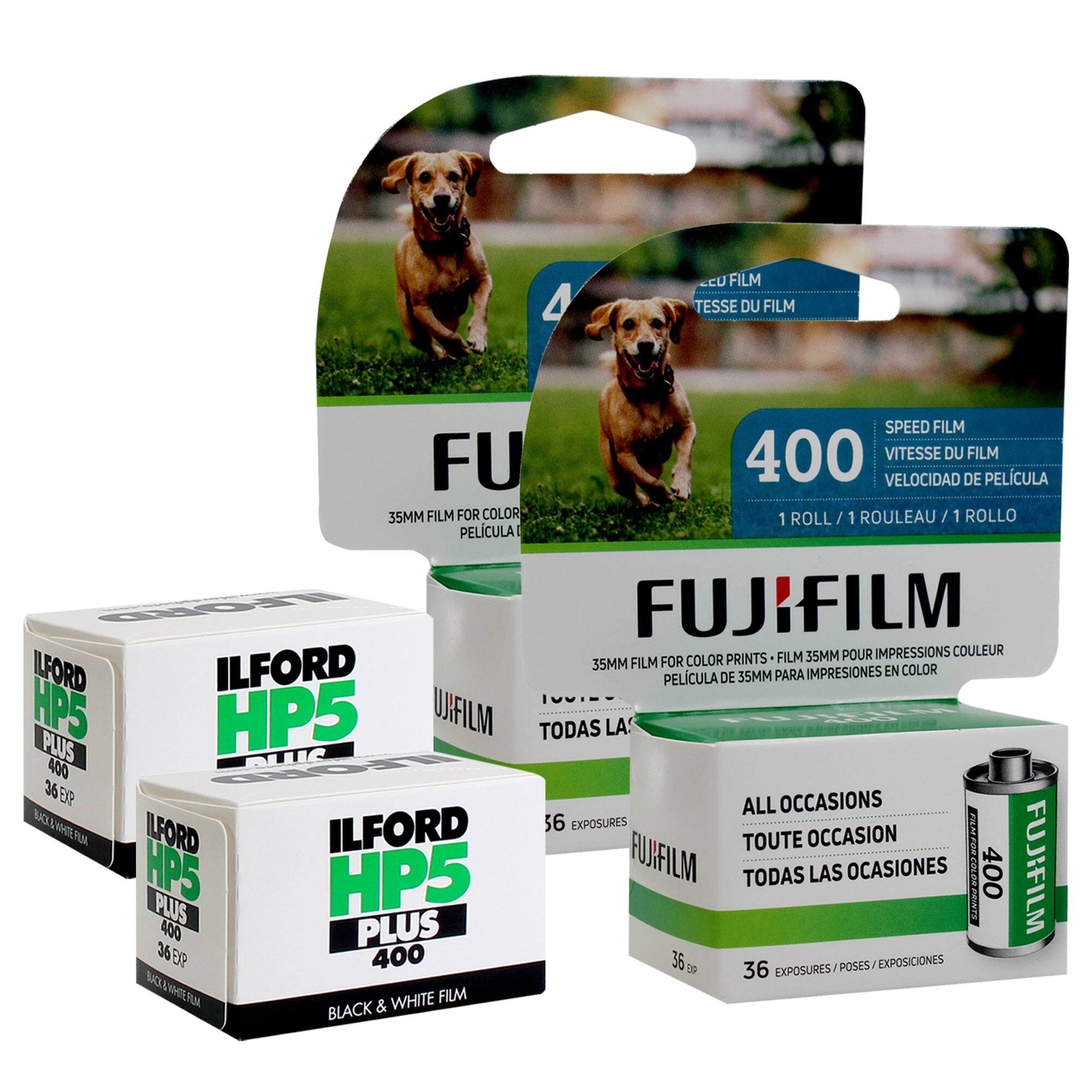 2x Fujifilm 400 35mm Color Film 36exp and 2x Ilford HP5 35mm Black & White 36exp - Multi price history on PriceWatchPro