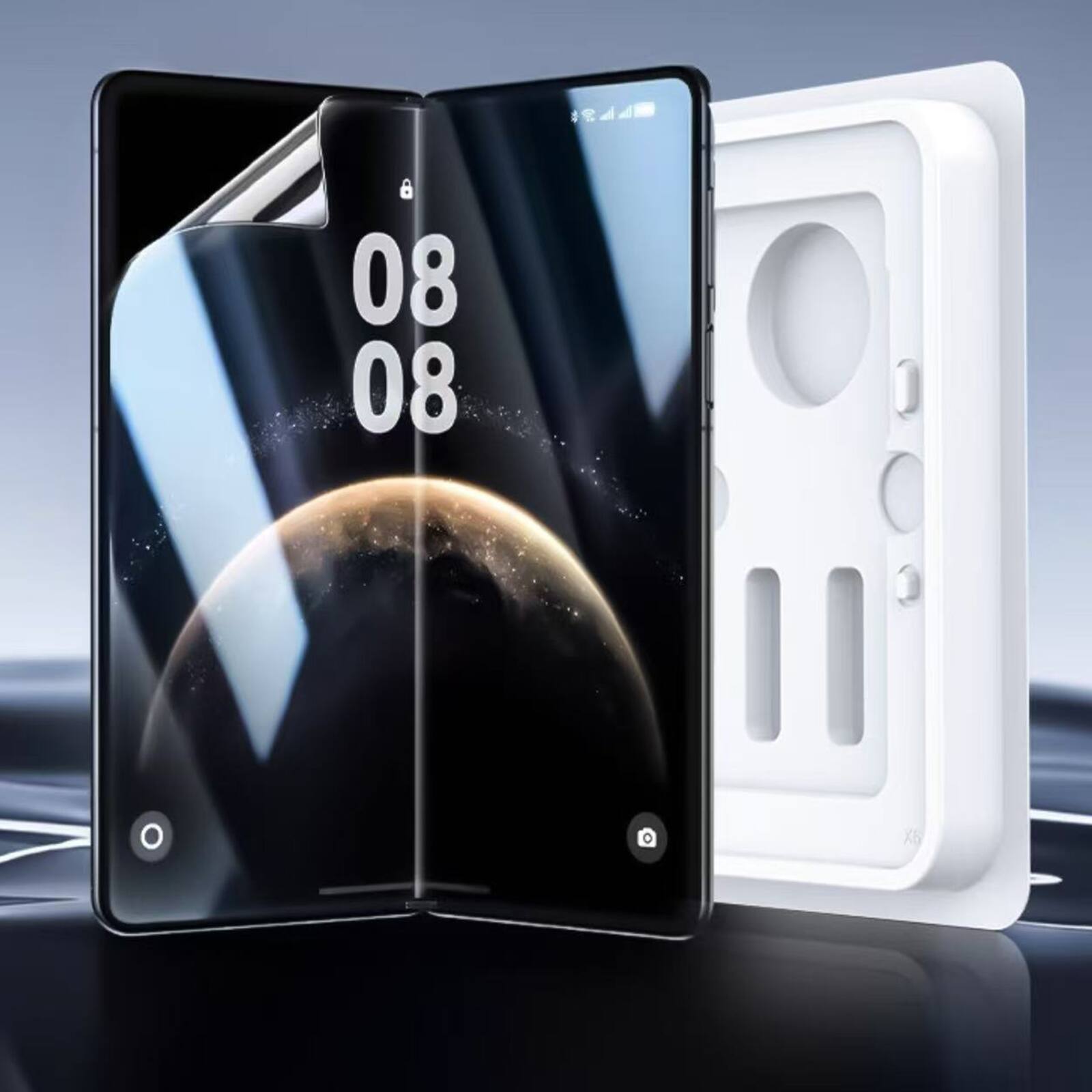 Front. Dteck - Screen Protector for Samsung Galaxy Z Fold8 Ultra, Soft Inside Hydrogel Film with Instant Install Applicator - Clear.