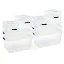 RubberMaid - 16 Pack Stackable Plastic Storage Bins with Snap Tight Lids - Clear