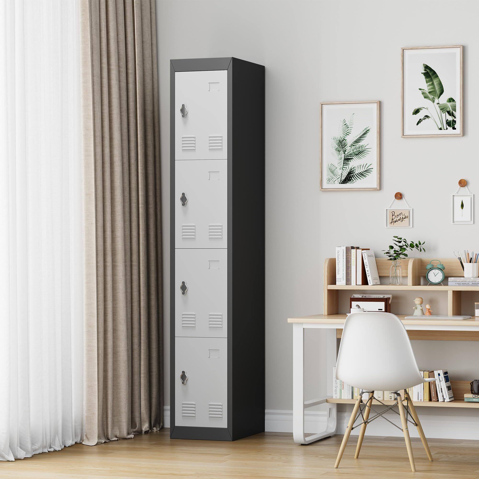 Front. GARVEE - 72" Tall Metal Storage Steel Cabinet Lockers Door w/ Shelves for Employees Students Office Gym Assembly Required - Gray.