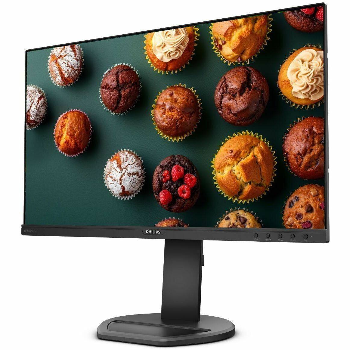 Alt View 1. Philips - PHILIPS 241B8QJEB/17 - 24 inch Monitor, LED, FHD, DP, HDMI, USB-Hub, 4 Year Manufacturer Warranty, TAA Compliant - 24" - Black.