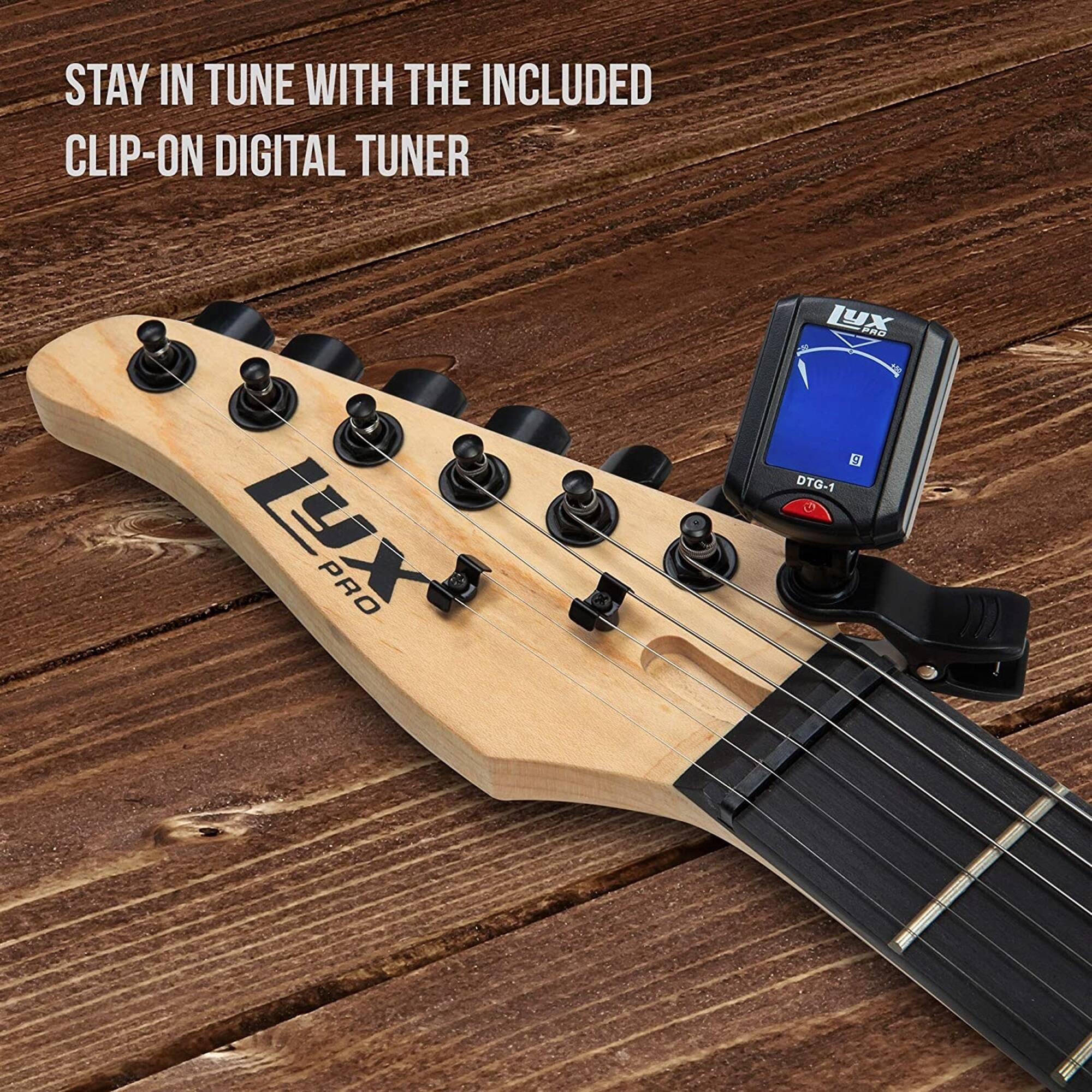 STAY IN TUNE WITH THE INCLUDED CLIP-ON DIGITAL TUNER Lyx PRO DTG-1