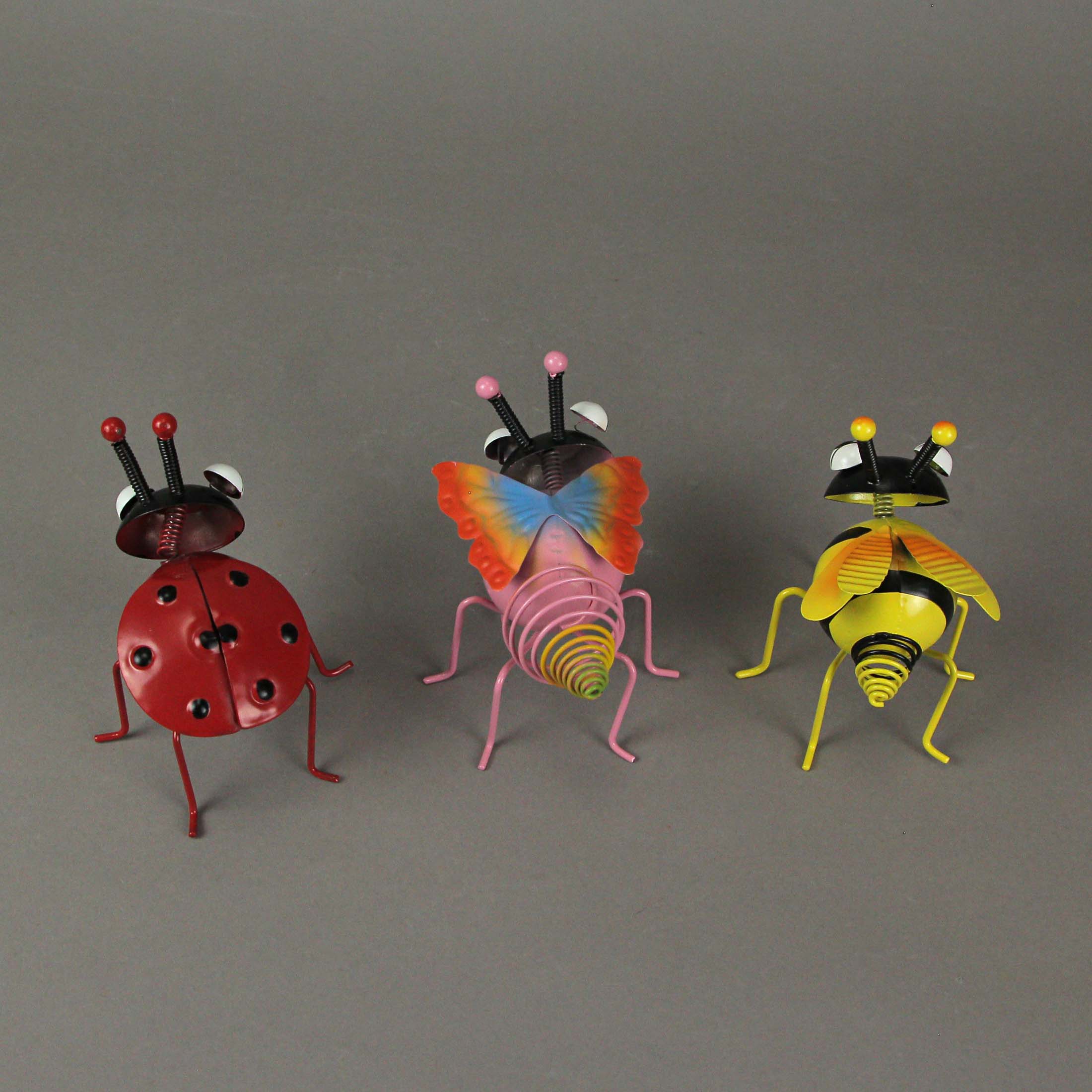 Alt View 1. The Gerson Companies - Set / 3 Metal Bug Flower Pot Hanger Decor Bumble Bee Ladybug Butterfly Figurines - Multicolored.
