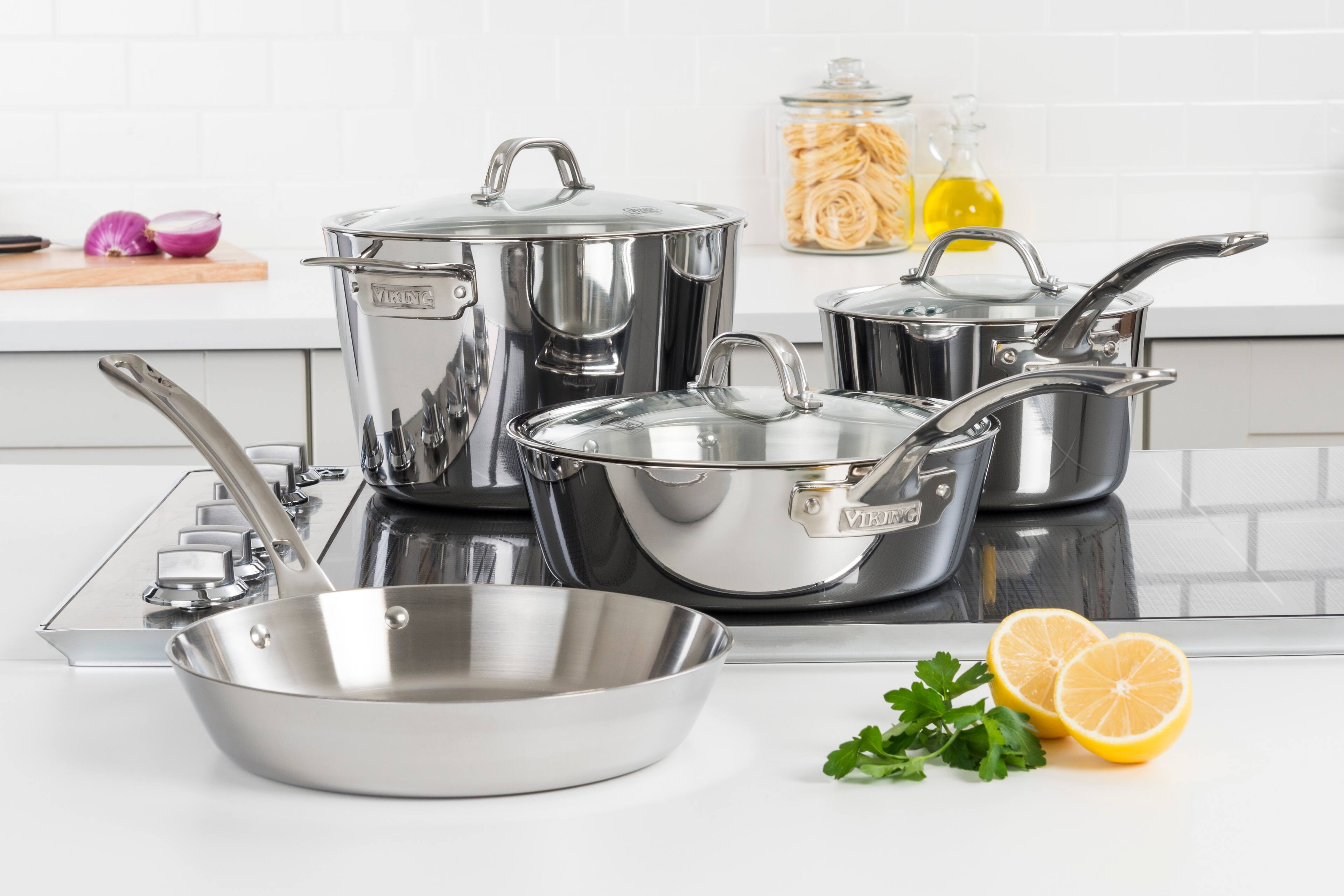 Alt View 30. Viking - Contemporary 3 Ply 7-Piece Cookware Set- Mirror - Stainless Steel.