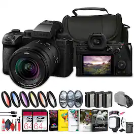 Panasonic - Lumix S5 IIX Mirrorless Camera w 20-60mm Lens + 2 x 64GB Memory Cards + More (International Version)