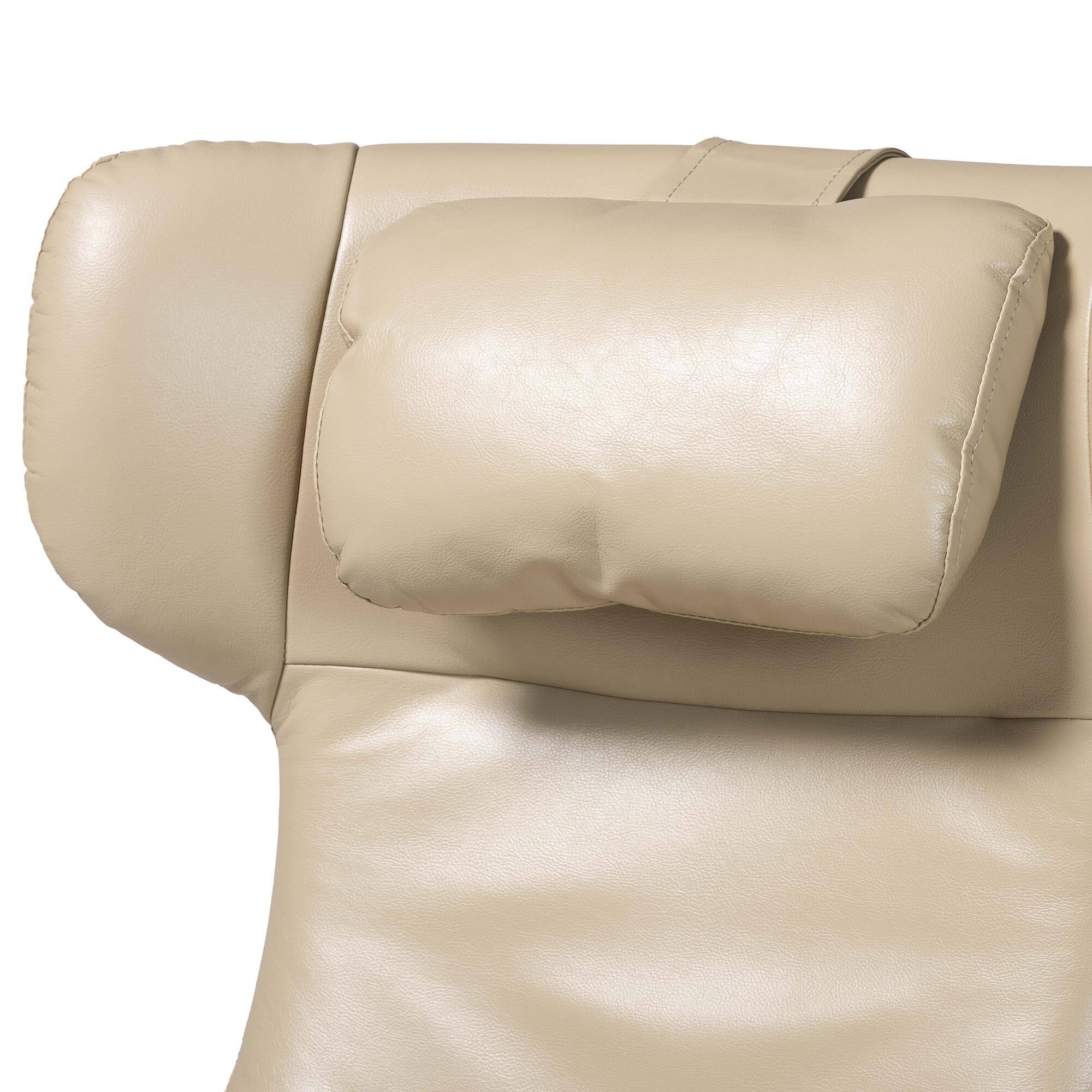 Alt View 4. Baxton Studio - Elwood Modern Faux Leather 2-Piece Lounge Chair and Footrest Set - Beige/Black.