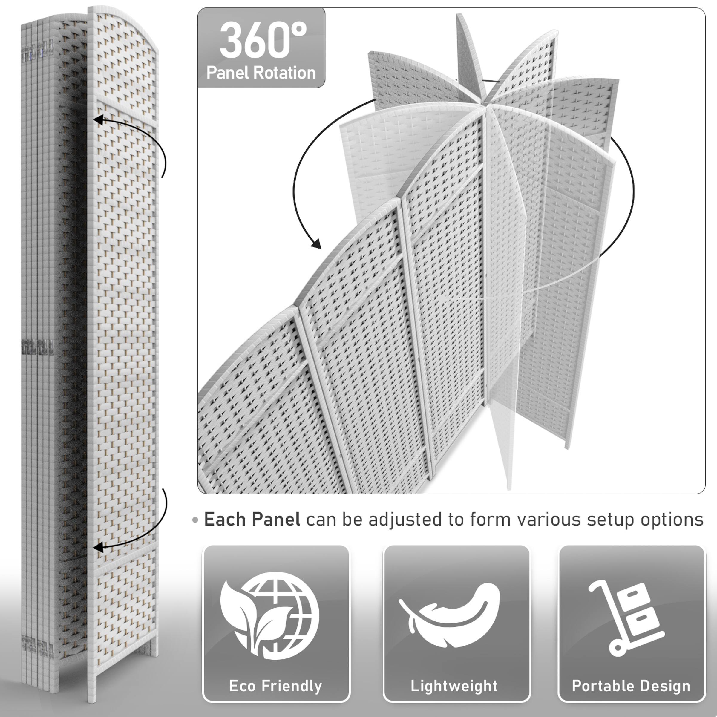 360° Panel Rotation  
Each Panel can be adjusted to form various setup options  
Eco Friendly  
Lightweight  
Portable Design