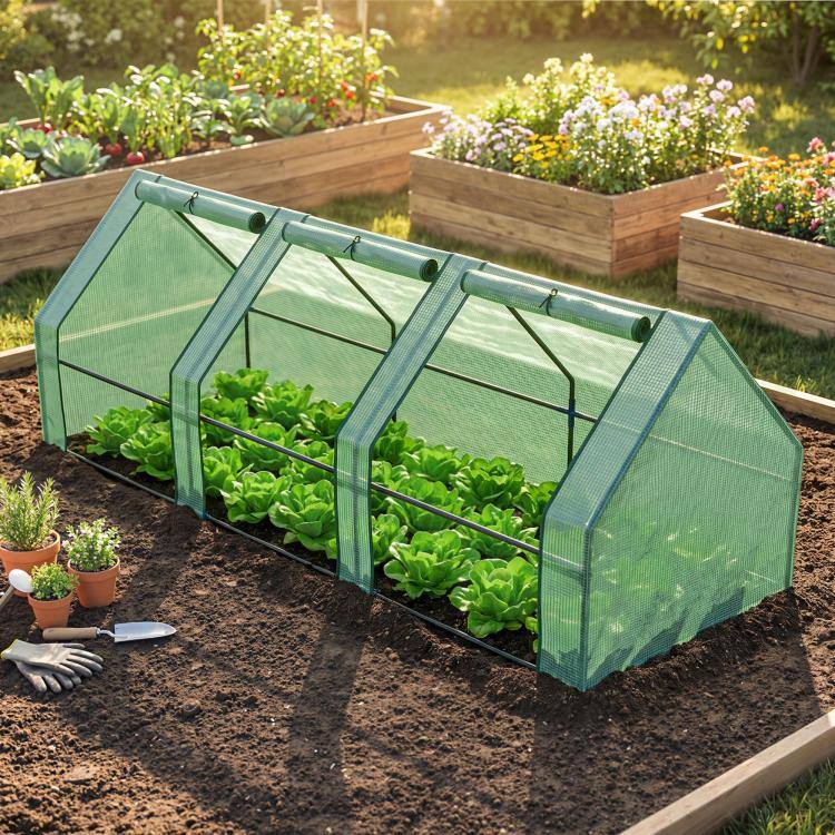 Alt View 1. PULUZ - 9' x 3' x 3' Portable Mini Greenhouse Outdoor Garden with Large Zipper Doors and Water/UV PE Cover - Green.