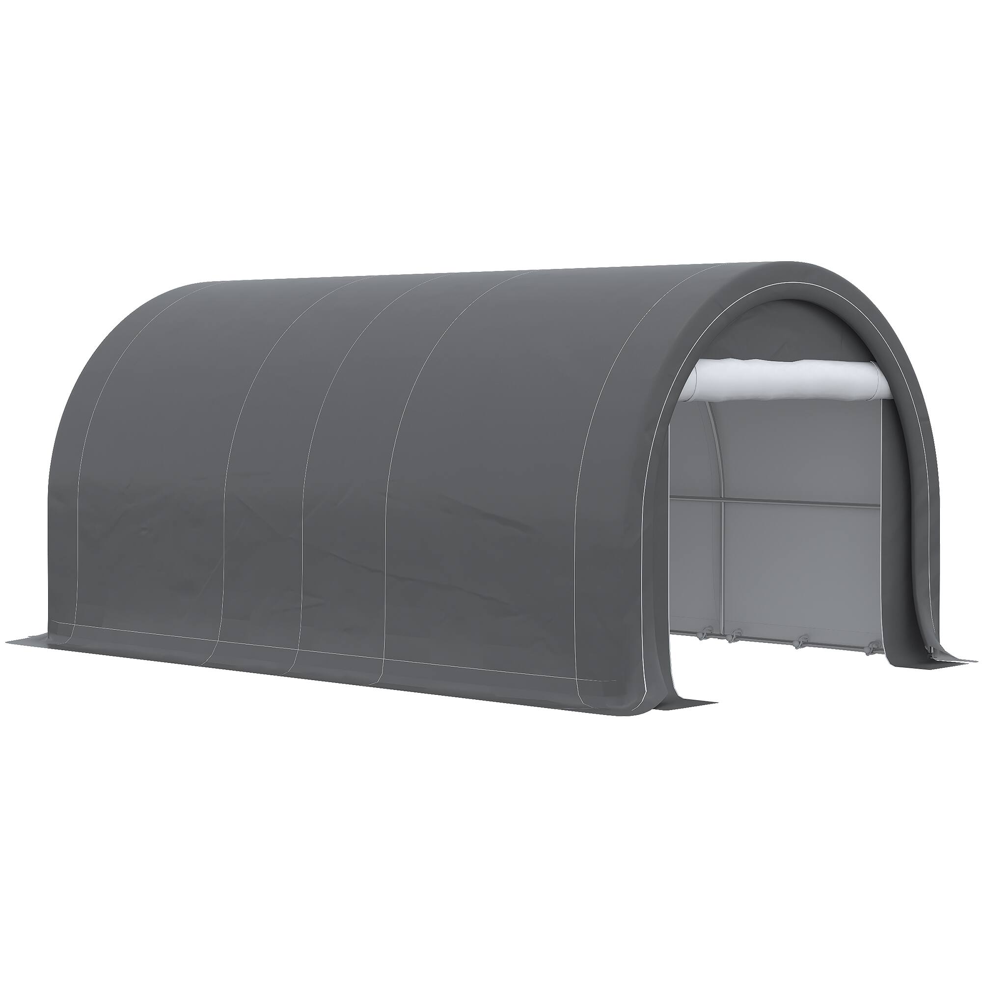 Alt View 7. Outsunny - 10' x 16' Carport, Heavy Duty Portable Garage Storage Tent with Large Zippered Door, Anti-UV PE Canopy Cover - Grey.