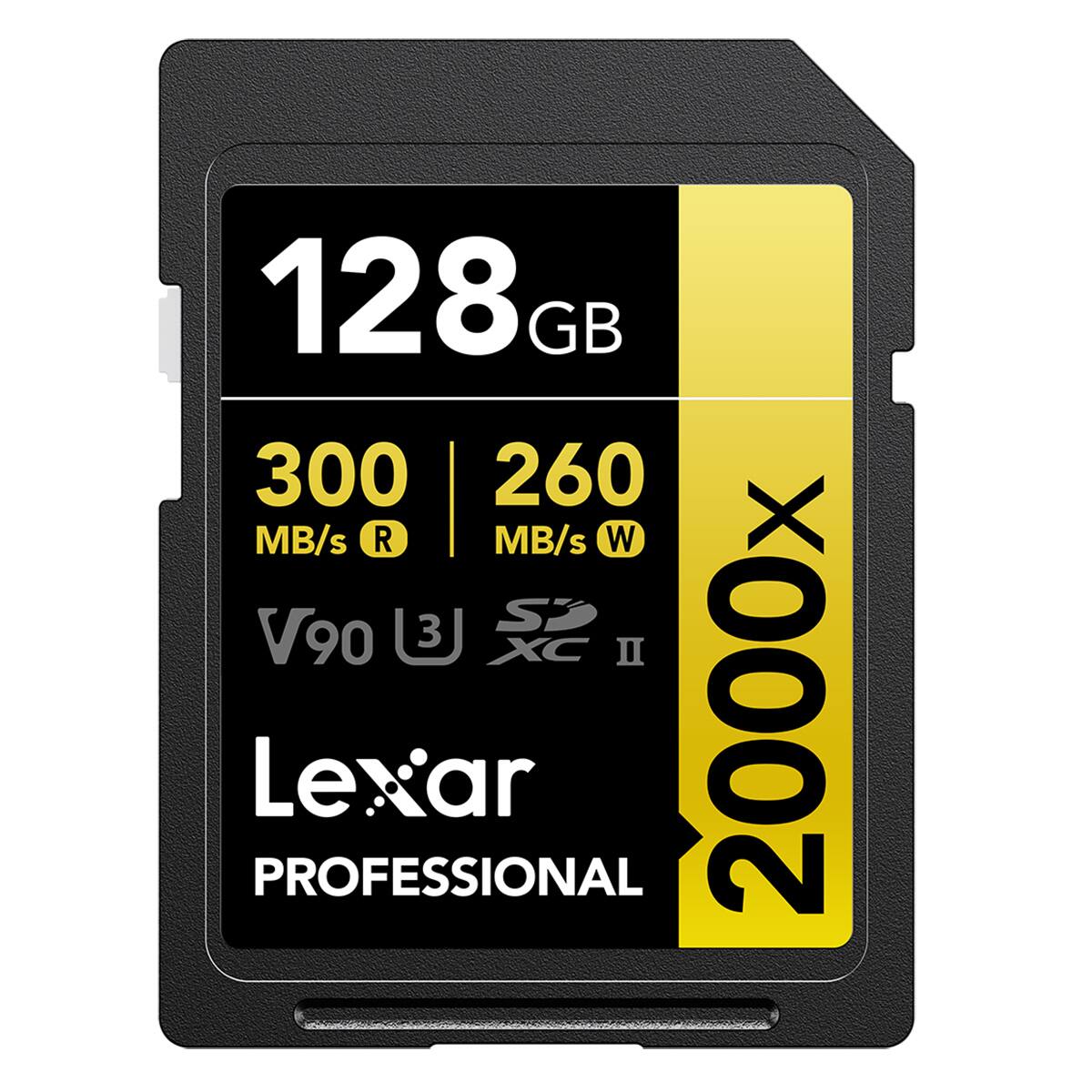 128 GB 300 MB/s R 260 MB/s W 2000x V90 3 XC II PROFESSIONAL Lexar