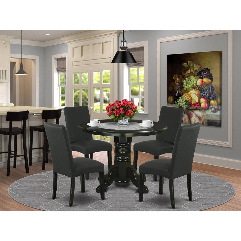 Back. East West Furniture - Dining Room Set Black - Brown.