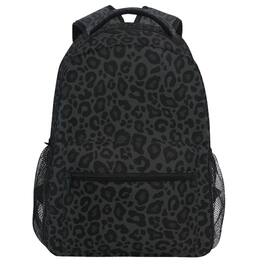 Live At Space - Black Leopard Backpack Animal Skin Print Bookbag Daypack Travel Hiking Camping School Laptop Bag - Multi Pattern 2
