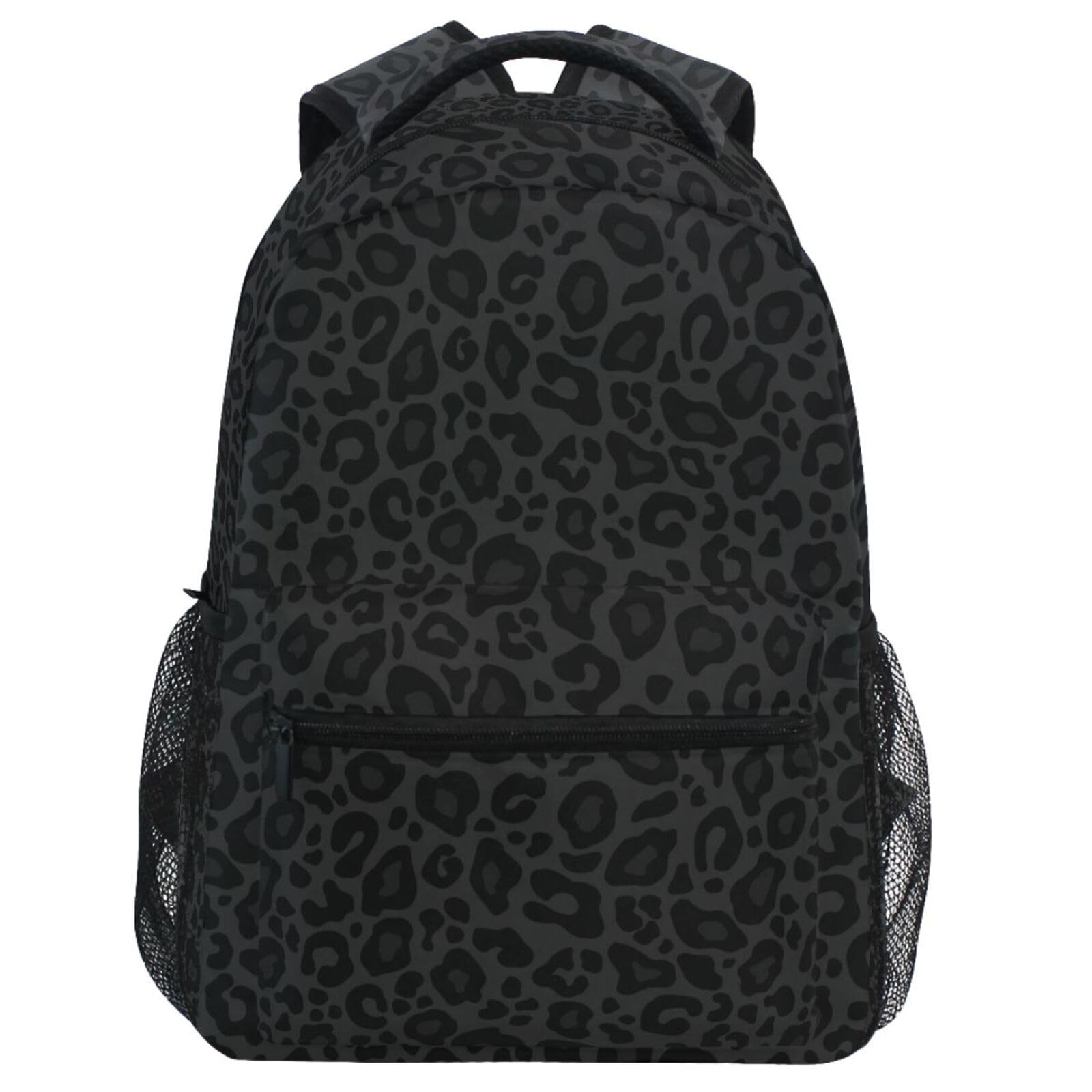 Front. Live At Space - Black Leopard Backpack Animal Skin Print Bookbag Daypack Travel Hiking Camping School Laptop Bag - Multi Pattern 2.