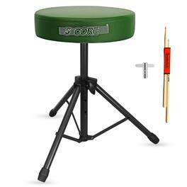 5 CORE - Drum Throne 3" Thick Padded Memory Foam Comfortable Drummer Stool 330Lb Capacity Adjustable - Dark Green