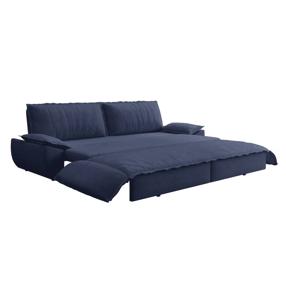 Alt View 8. Kadyn - 73.2" Queen Pull Out Sofa Bed, 3-in-1 Convertible Sleeper Sofa, Corduroy Loveseat Bed - Blue.