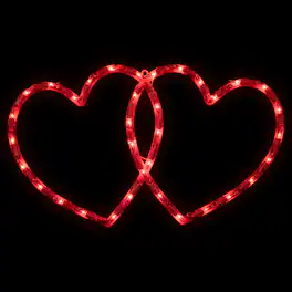Northlight - Lighted Double Heart Valentine's Day Window Silhouette - 17" - Red